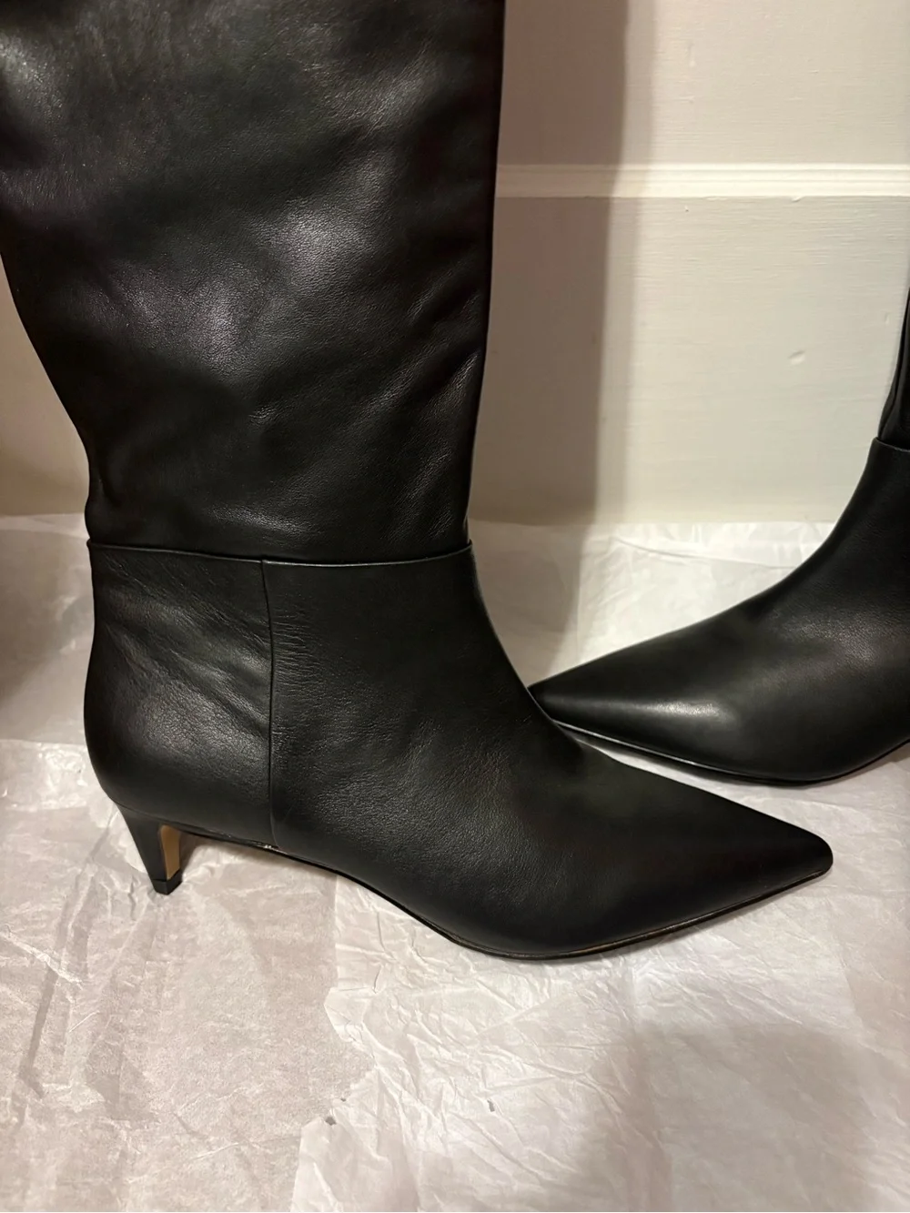 Vince Camuto wide calf, kitten heel leather boots